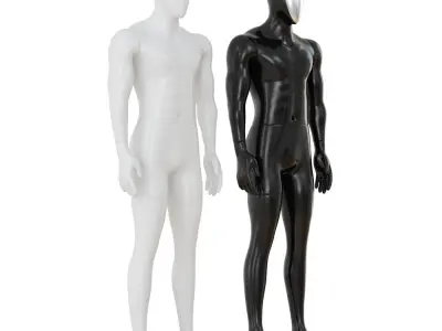 White and black male mannequins 55 3D model