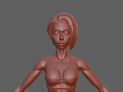 Cartoon Sports Female Character Sculpture 3D model