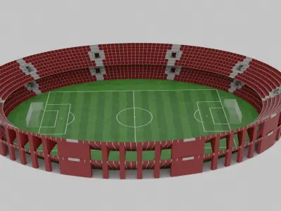 Football Stadium Low-poly 3D model 9