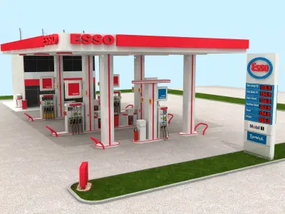 Esso American Gas Station 3D model