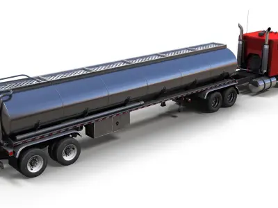 Peterbilt 362 custom fuel trailer Low-poly 3D model