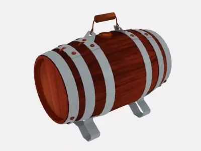  Rum Keg Water Cask Low-poly 3D model