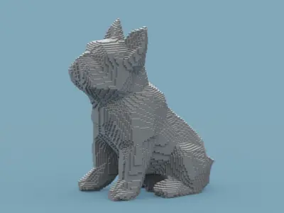 Voxel Dog Low-poly 3D model