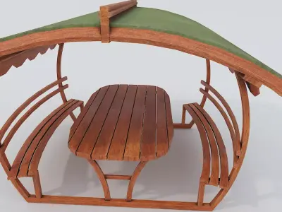 Wooden Pergola PBR Low-poly 3D model