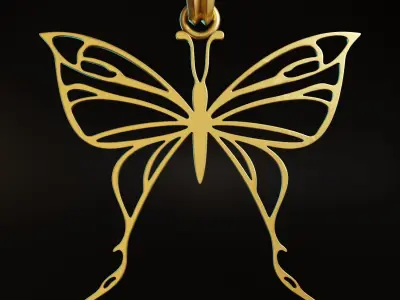 Butterfly Stylized Pendant Amulet Necklace Design 3D print model