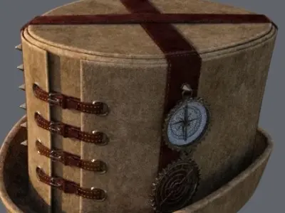 Steampunk Hat old Low-poly 3D model