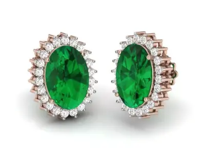 Oval Stone Earrings 3D print model 3D print model