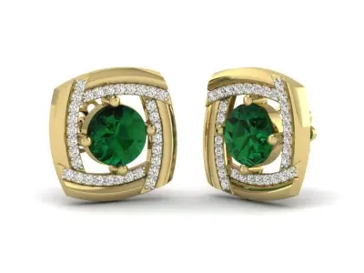Yellow gold diamond earring-PER-066 DIA 3D print model