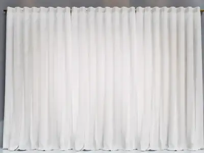 Large White Silk Curtains 3D model