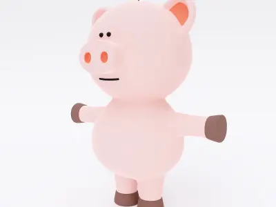 Pig cartoon animal 3d model  3D model