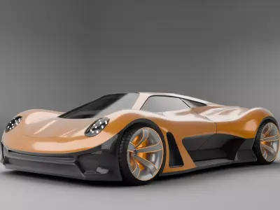Racing Concept Car - Mid Poly 3D Model with Base Interior Low-poly 3D model