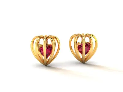 Women Heart Earring 3dm STL OBJ FBX Render Details 3D print model purchase