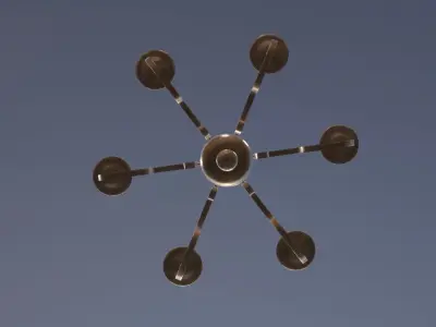 Chandelier Game Ready antique brass - Low-poly 3D model
