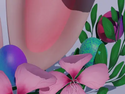 Easter Bunny Ears Wreath Low-poly 3D model