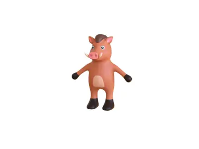 High-Quality 3D Cute Wild Boar - Animated for Games  Low-poly 3D model