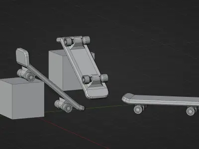 skateboard print in place model 3D print model