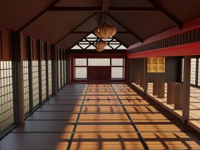 Dojo Hall Low-poly 3D model