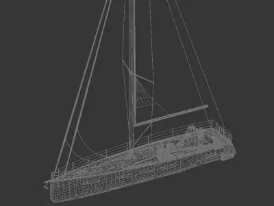 Modern Cruising Sailing Yacht Monohull Sloop Rig 3D model