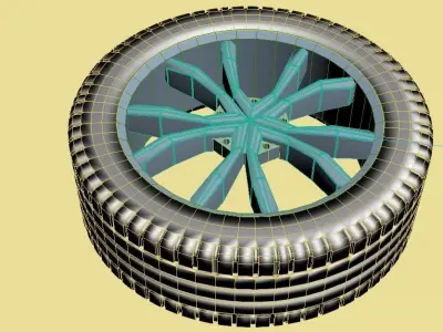 Car Wheel Low-poly 3D model 2