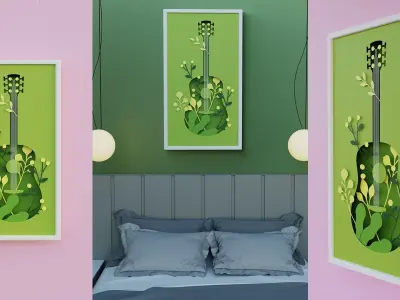 3D Photo Frame Guitar -01 3D model