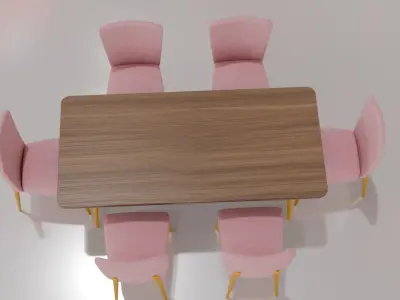 dinner table set Low-poly 3D model