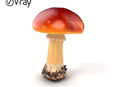 Mature Red-Cap Mushroom 3D Model Pack Low-poly 3D model