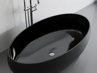 Camellia Matte Black Freestanding Stone Bath 1700mm  Low-poly 3D model