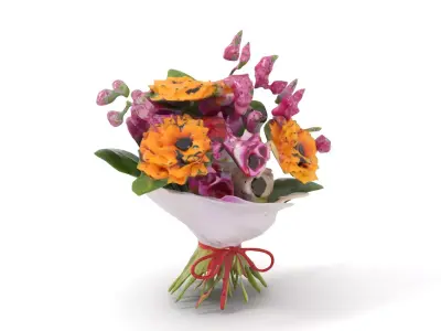Vibrant Floral Bouquet model pack Low-poly 3D model