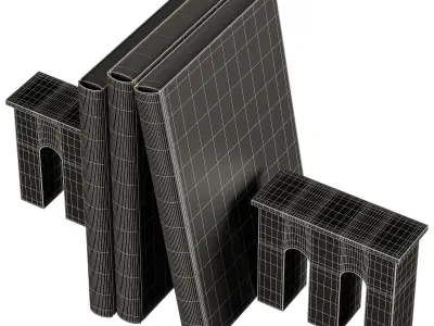 Pillar Marble Bookends and Books Decoration 3D model