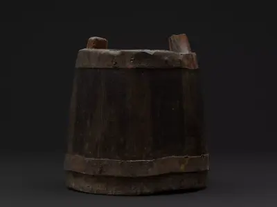 Wooden Bucket Low-poly 3D model