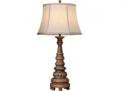 Nightstand Table lamp Aged classic style rustic wooden base 3D model