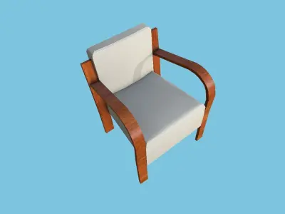 White and Wood Armchair - Furniture Interior Design Low-poly 3D model