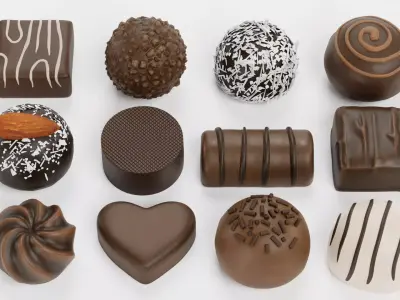 Chocolate Pralines Selection - Assorted Luxury Candy Collection 3D model