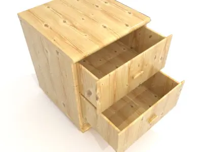 Bedside Table with Drawers 3D model