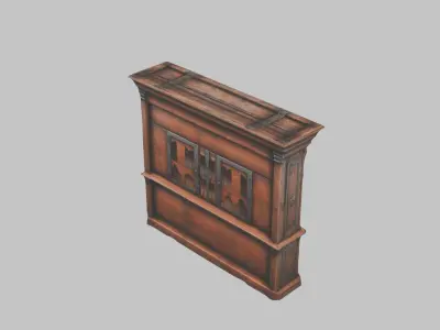 Medieval Wooden Cabinet Low-poly 3D model