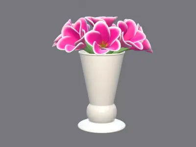 Decor bouquet of flowers in a porcelain vase 2 3D model
