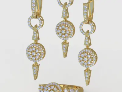 Ring Earring and Pendant Set 3D printable model 0086 3D Model Pack