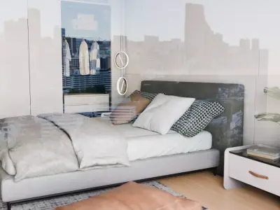 Modern Minimalist Bedroom2  Low-poly 3D model