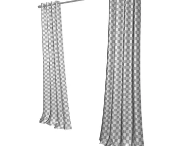 Linen Grommet Single Curtain Panel - 3 Colour 3D model