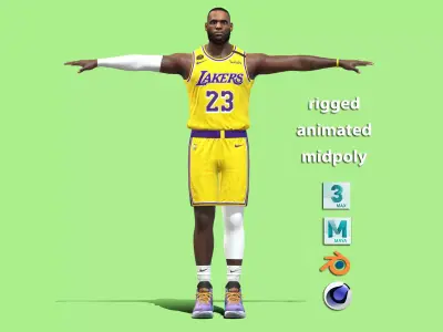 T-P Rigged Lebron James Los Angeles Lakers NBA 3D model