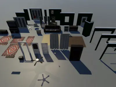 Horror Living Room Low-poly 3D model