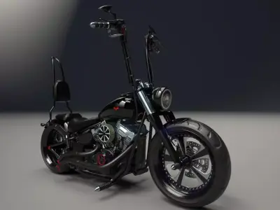 Custom Bike Red Eyes Skull Motorcycle 3D model