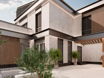 Modern house Low-poly 3D model