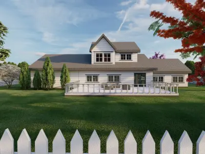 3D Villa 8 Model home with picket fence 3D model