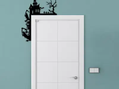 Halloween Castle and Graves Door Corner Decoration Free 3D print model