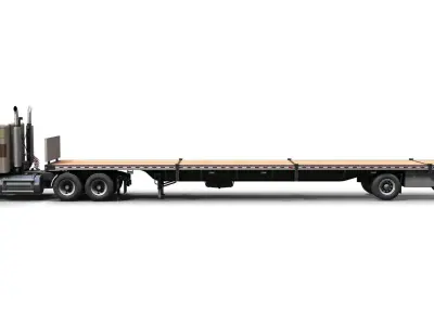 Freightliner FLT flatbed trailer Low-poly 3D model