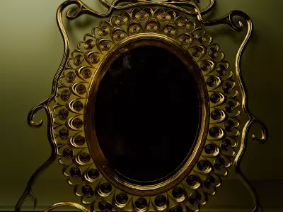 Miroir Ancien en Laiton Sculpte 3D model