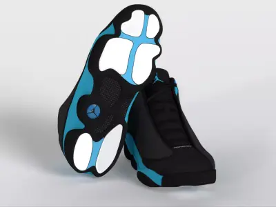Jordan 13 blue white black online Low-poly 3D model