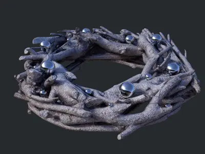 Sparkling silver glitter wreath 3D Scan Low-poly 3D model