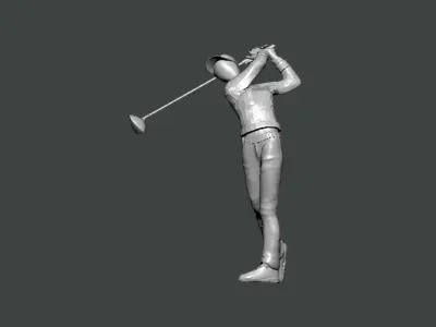 3D Model-CHARACTER0053 golfer swinging club 3D print model